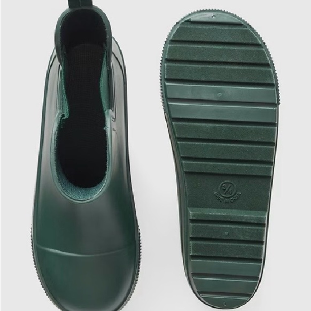 Kids Waterproof Chelsea Rain Boots in Dark Green Size 9/10 - Picture 4 of 16